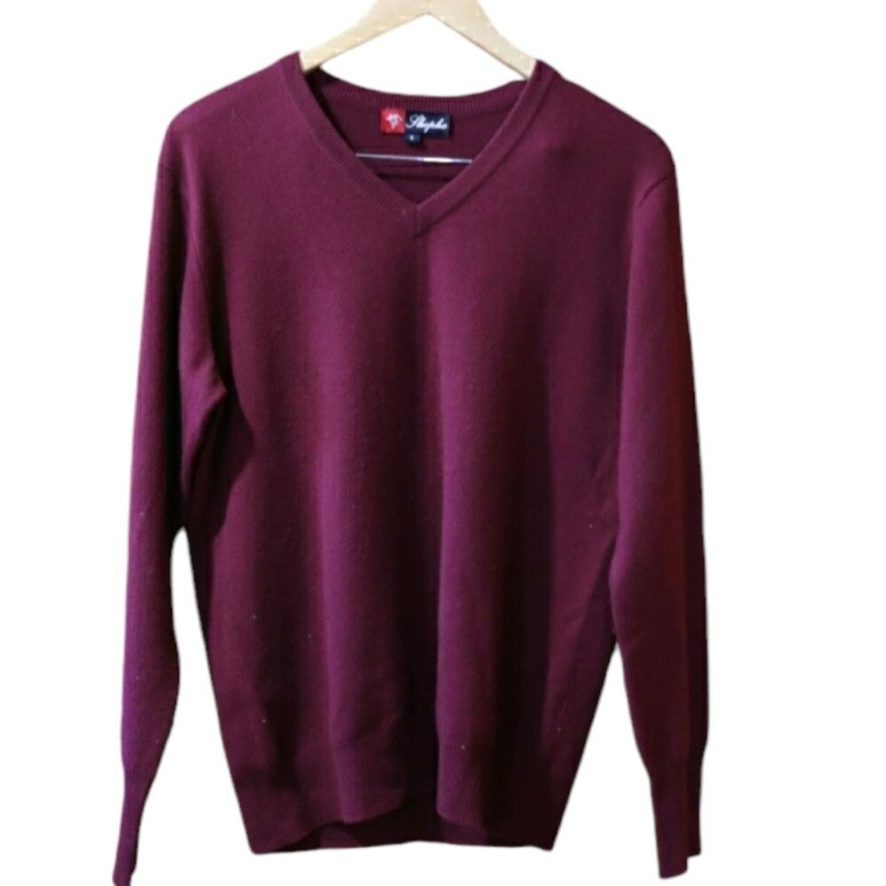 Shephe Vintage Burgundy Vneck Sweater 100% Cashmere Small